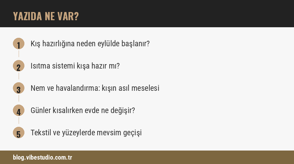 Eylül bakımı yazısının beş ana başlığını sırayla gösteren yol haritası kartı